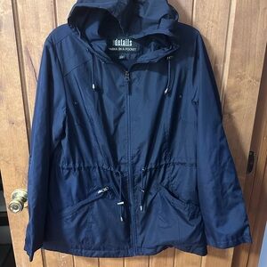 Navy Hooded Packable Windbreaker Jacket